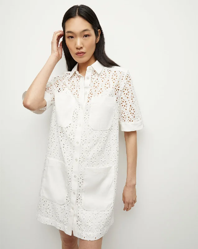 Rafaela Cotton Eyelet Shirtdress Satin Shirt Dress