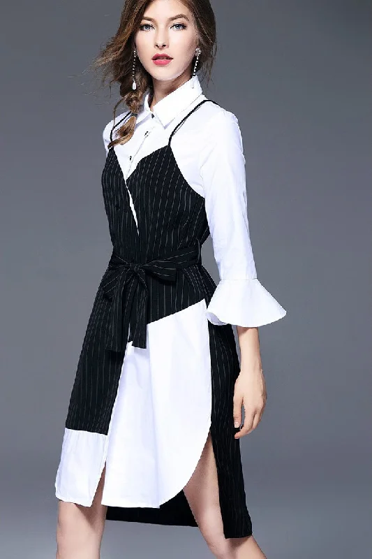 Color Block Shirt Dress Sleeveless Shirt Dress