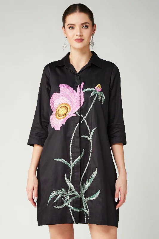 Pink Poppy Shirt Dress Shift Shirt Dress