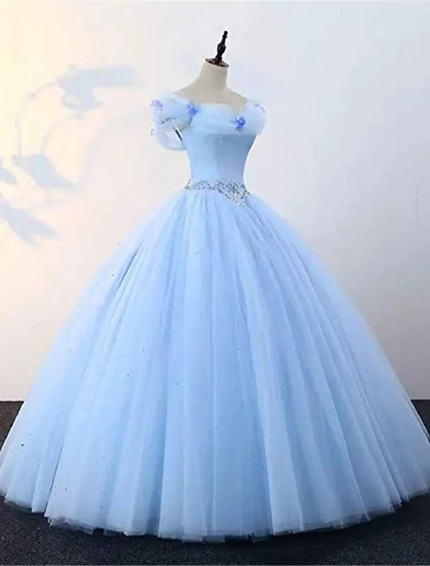 Ball Gown Prom Dresses Princess Dress Graduation Floor Length Sleeveless Off Shoulder Tulle with Pearls Beading Butterfly Tulle Dress Trend