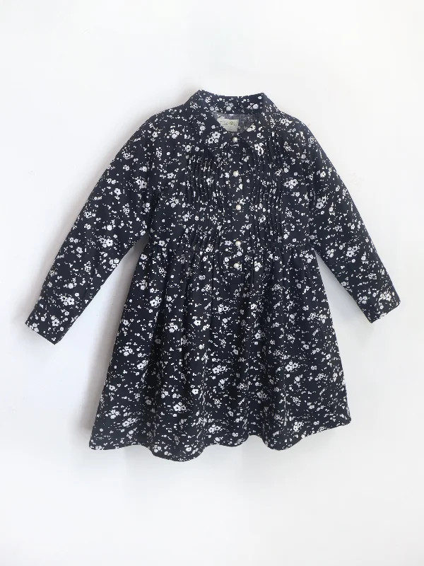 Smart Casual Black Cotton Cuffed Sleeves with Shirt Collar Summer Fit & Flare Dress For Girls A-line Shirt Dress