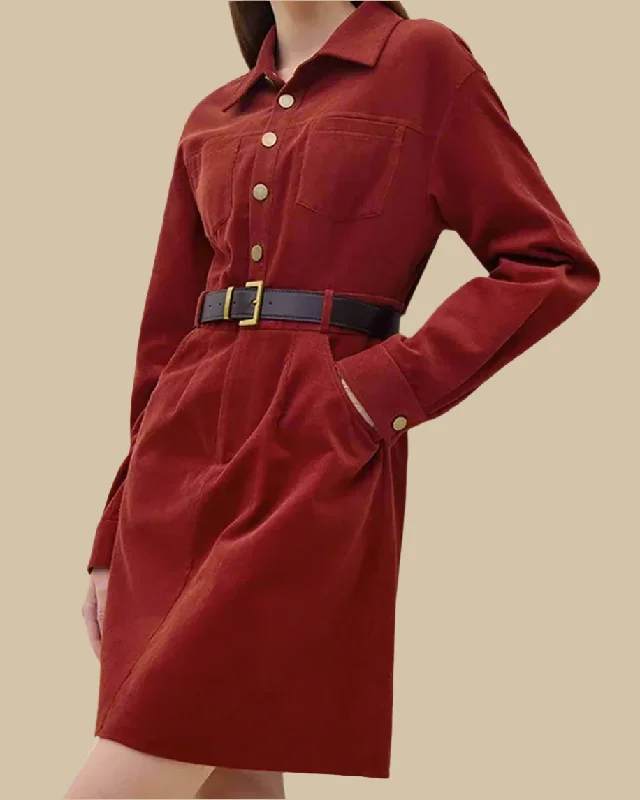 Riley Cotton Corduroy Mini Shirt Dress Sexy Shirt Dress