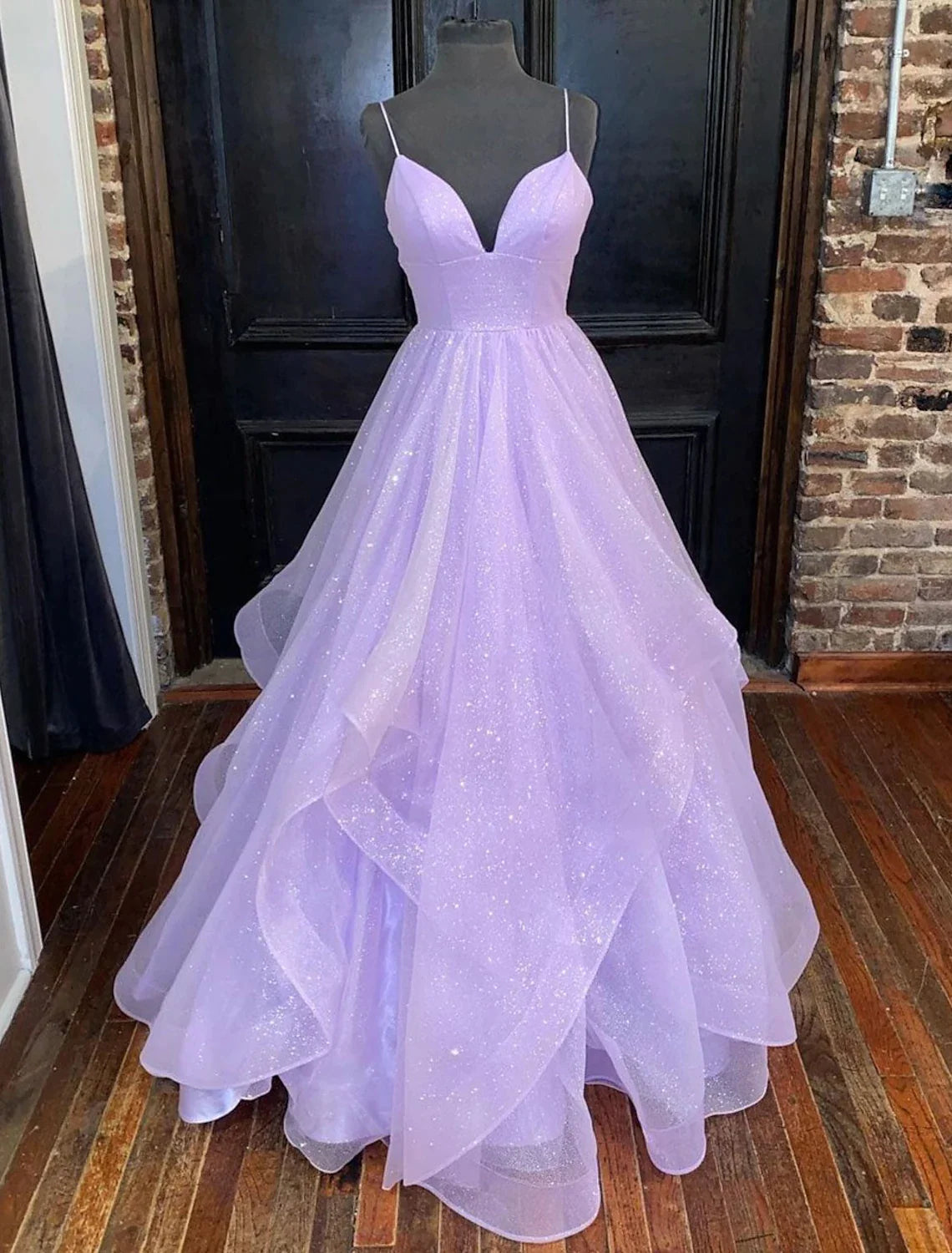 Ball Gown A-Line Prom Dresses Dress Formal Floor Length Sleeveless Tulle Backless with Pleats Ruffles Bohemian Tulle Dress