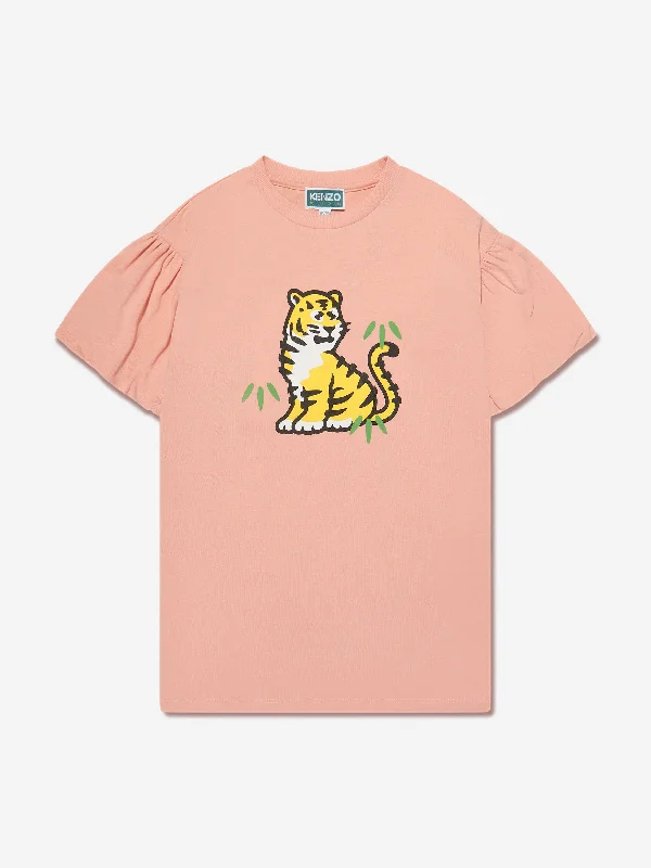 KENZO Girls Kotora Print T-Shirt in Pink Short Sleeve Shirt Dress