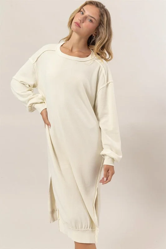 CANDLIGHT WINTER CREAM SWEATSHIRT DRESS Formal Shirt Gown