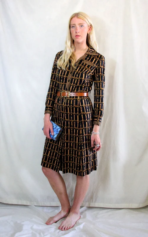 1970s Vintage Shirt Dress Day Shirt Dress