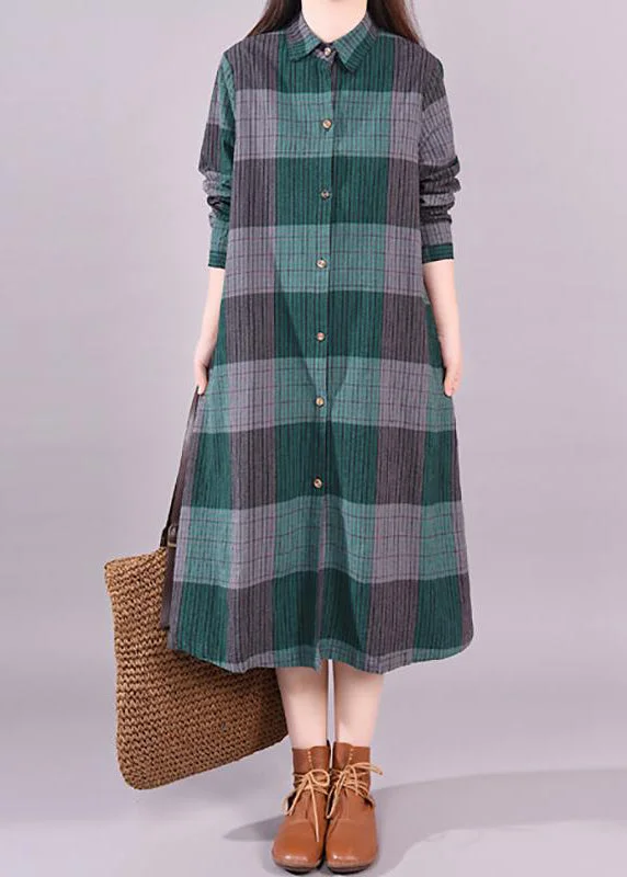 New Cotton Linen Straight Shirt Dress Casual Shirt Dress