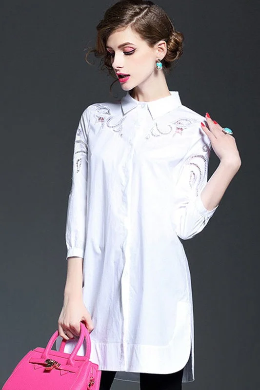 Shirt Dress W/ Cutout Detail White Shirt Dress