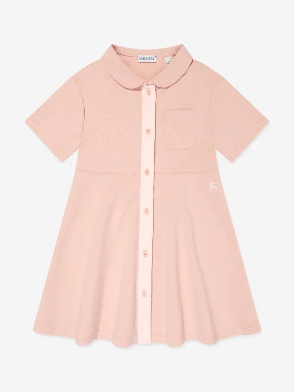 Burberry Girls Romola Shirt Dress in Pink Long Sleeve Shirt Dress