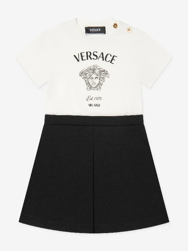 Versace Girls Medusa T-Shirt Dress in White Fashionable Shirt Dress