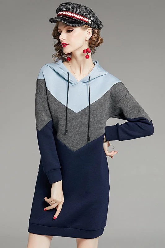 Color Block Sweatshirt Dress Linen Shirt Dress