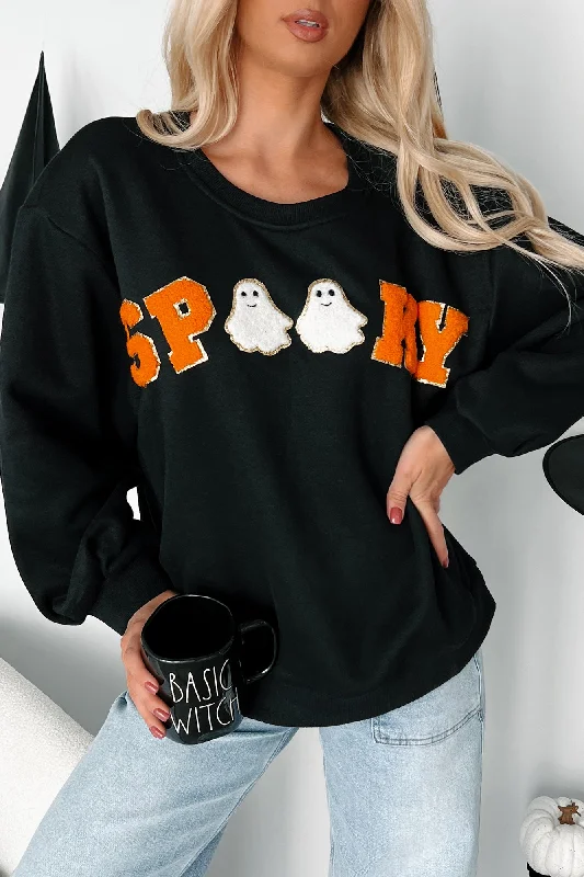 Spook-tacular Friends "Spooky" Patch Sweatshirt (Black) Cozy Women’s Hoodie