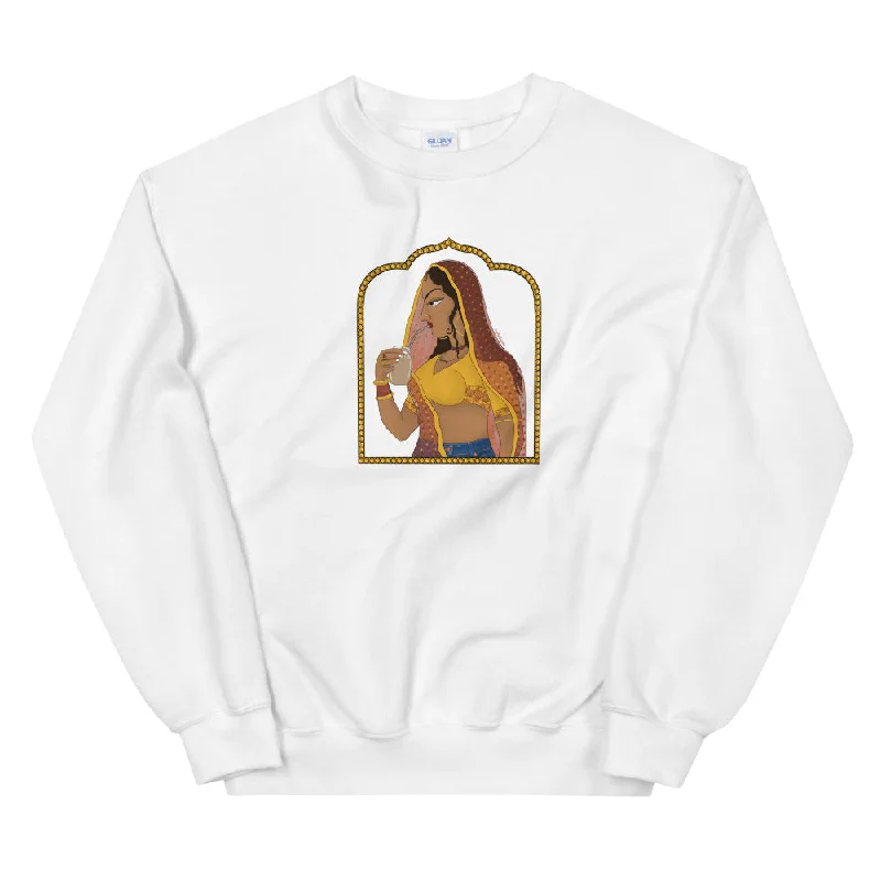 Rajasthani Rani Drinking Iced Coffee Sweatshirt Graphic Sweatshirts Collection