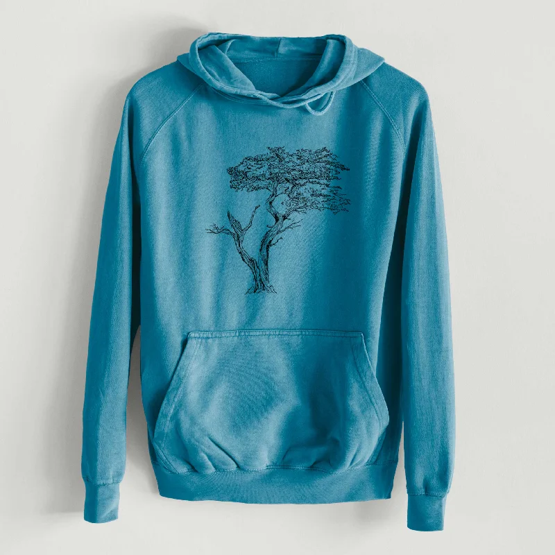 The Lone Cypress - Cupressus Macrocarpa - Monterey Cypress  - Mid-Weight Unisex Vintage 100% Cotton Hoodie Zip-up Sweatshirt Look