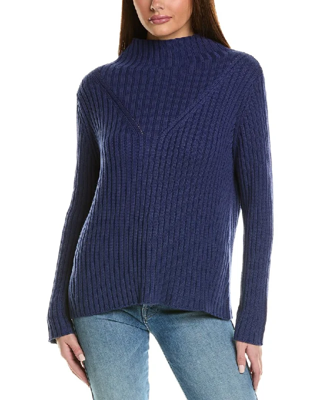 Hannah Rose Chunky Rib Funnel Neck Cashmere-Blend Sweater Lightweight sweaters for spring