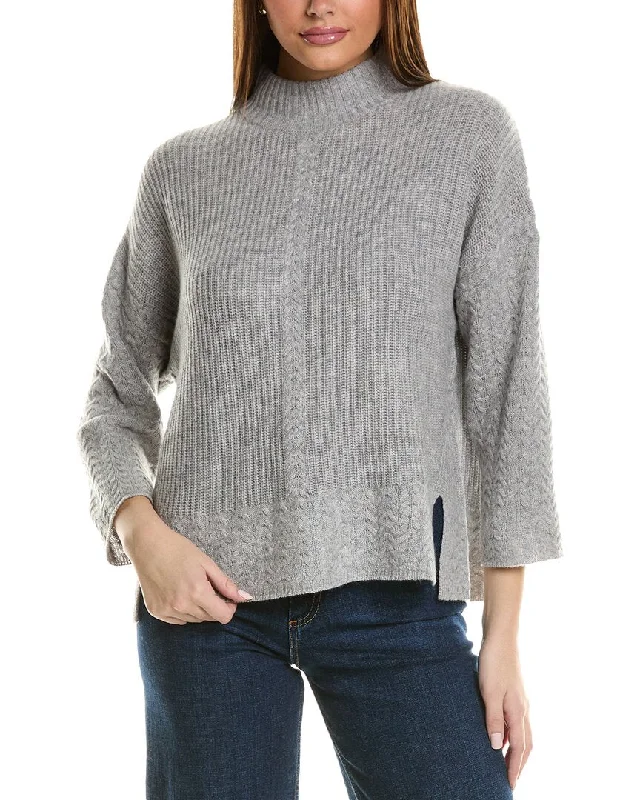 Hannah Rose Shaker Cable Turtleneck Wool & Cashmere-Blend Sweater Warmest sweaters for extreme cold