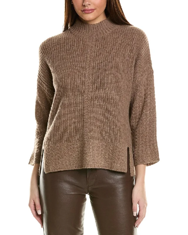 Hannah Rose Shaker Cable Turtleneck Wool & Cashmere-Blend Sweater Softest cashmere sweaters