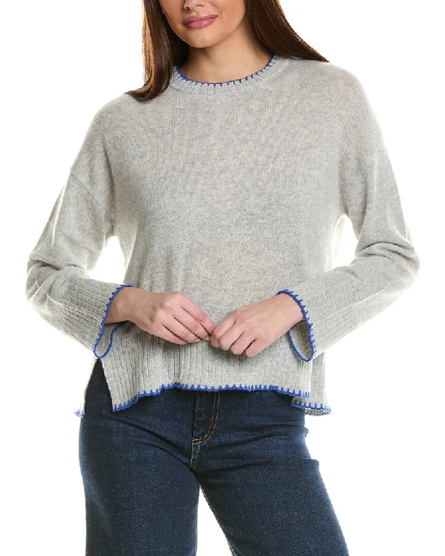 Hannah Rose Whipstitch Trim Cashmere Sweater Best sweaters for casual wear