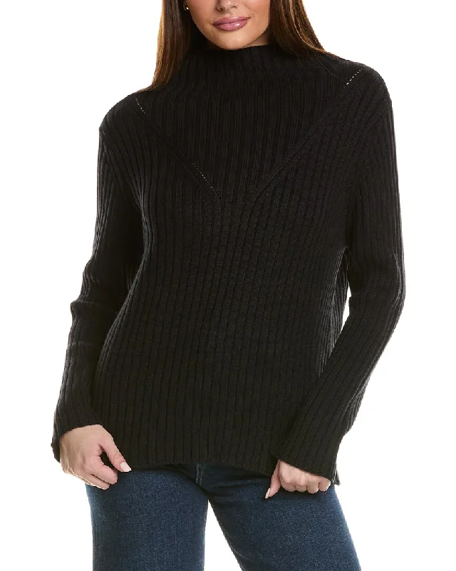 Hannah Rose Chunky Rib Funnel Neck Cashmere-Blend Sweater Best sweaters for cold weather