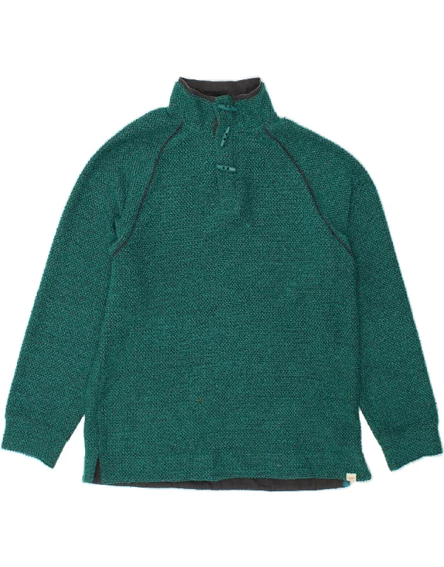 COTTON TRADERS Womens Button Neck Sweatshirt Jumper UK 16 Large Green Men's wool sweaters discount