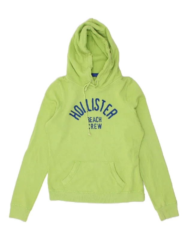 HOLLISTER Womens Graphic Hoodie Jumper UK 14 Medium Green Cotton Levi's sweaters