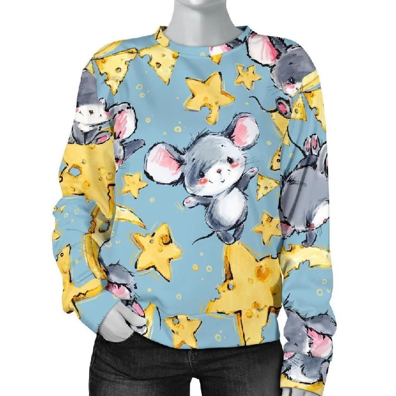 Mouse Cheese Pattern Print Women's Sweatshirt Women's fashion sweaters sale