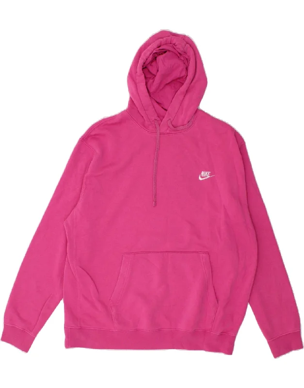 NIKE Womens Oversized Hoodie Jumper UK 14 Medium Pink Cotton Weekend sweaters