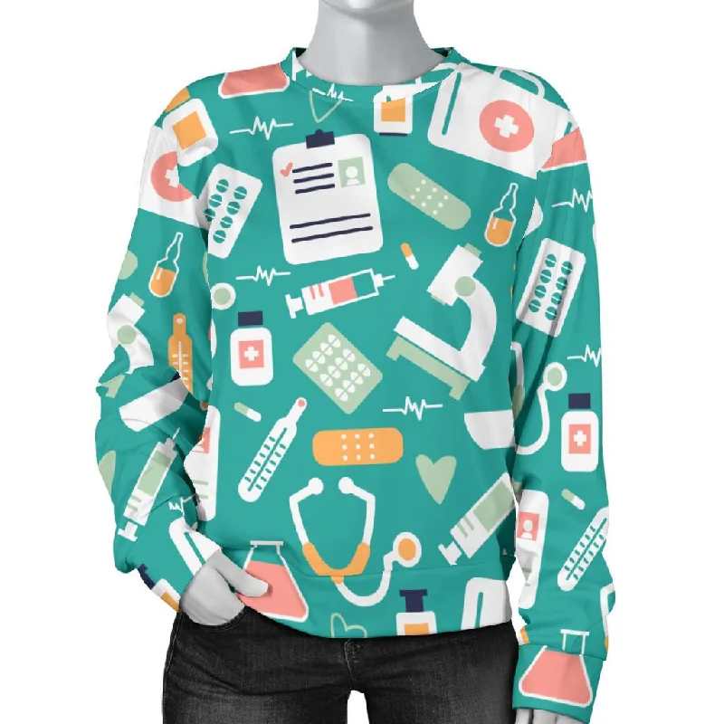 Nurse Pattern Print Women's Sweatshirt Edgy sweaters