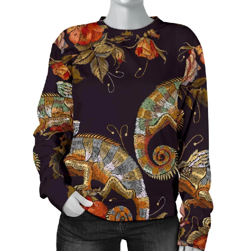 Pattern Print Chameleon Women's Sweatshirt Travel-friendly sweaters