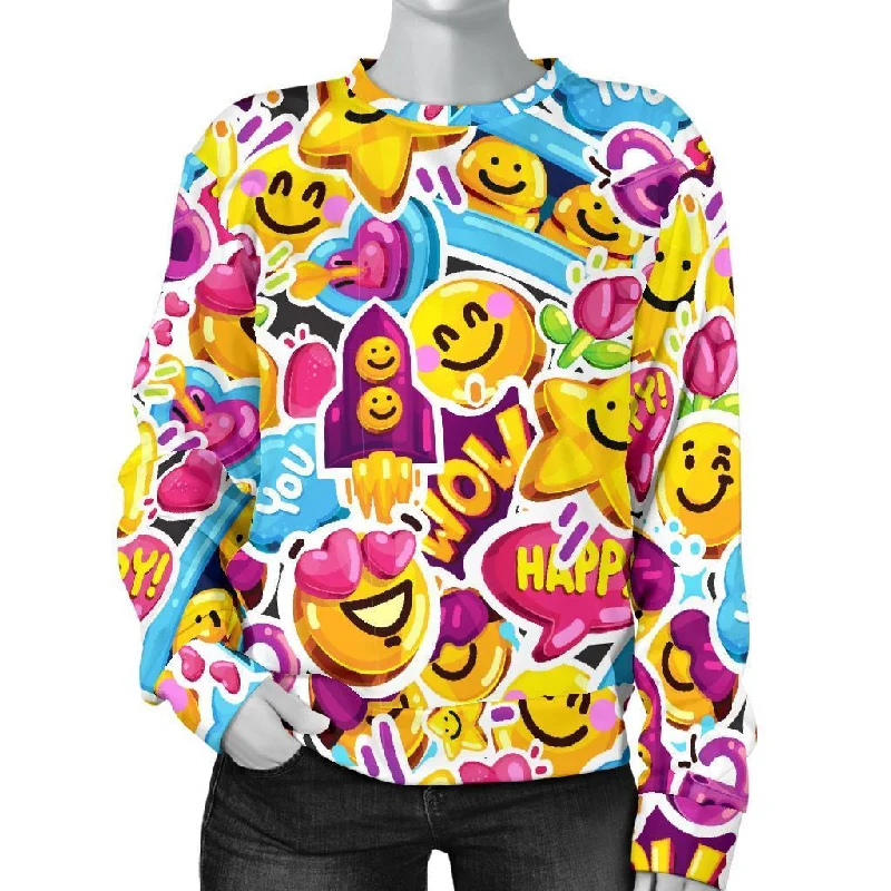 Pattern Print Emoji Women's Sweatshirt Wool sweaters