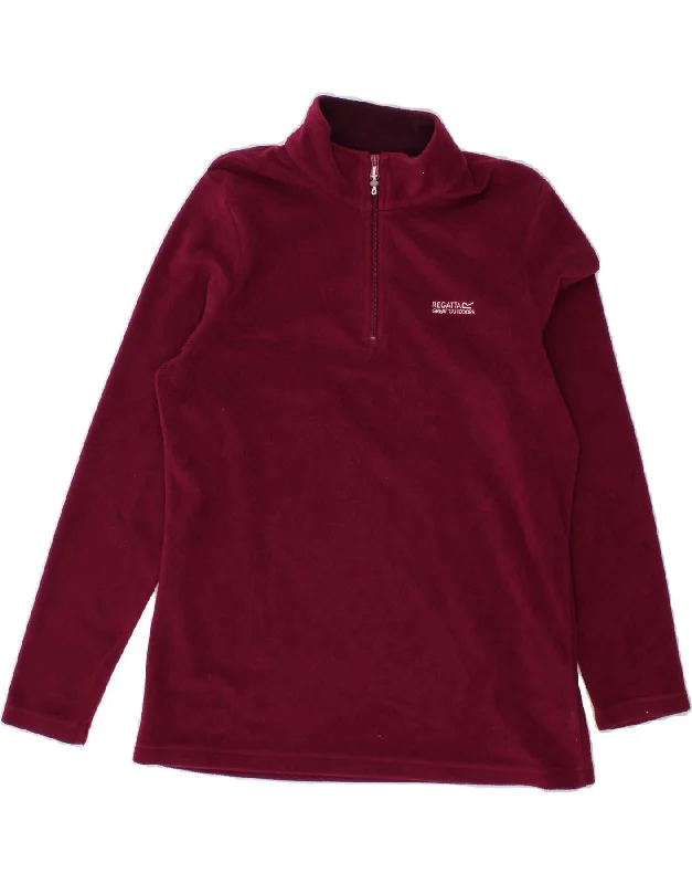 REGATTA Womens Zip Neck Fleece Jumper UK 14 Large   Maroon Polyester Holiday sweaters