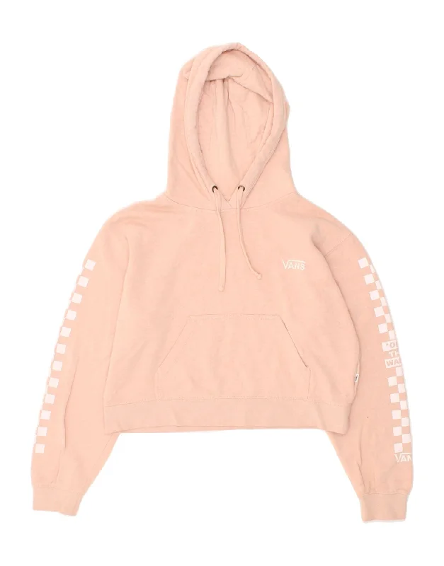 VANS Womens Oversized Crop Graphic Hoodie Jumper UK 14 Medium Pink Best sweaters for work