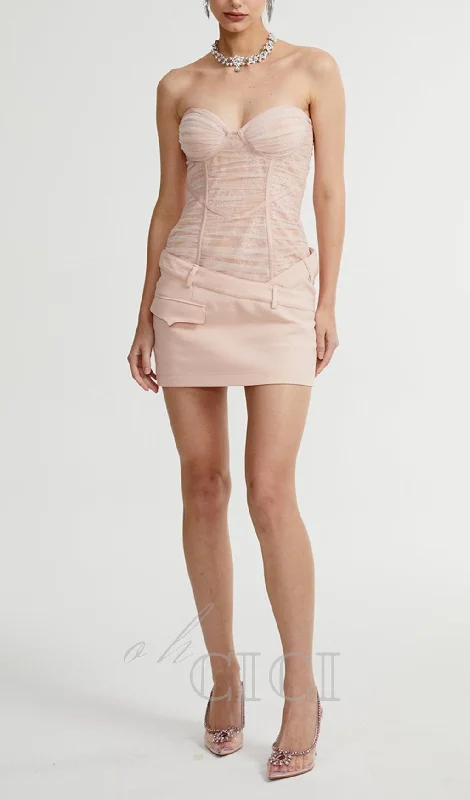 BELT LOOPS MESH MINI DRESS IN PINK Glamorous mini dresses