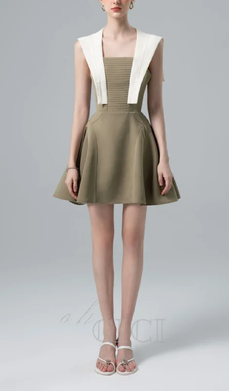 TWO-TONE MINI DRESS IN OLIVE Best mini dresses for elegant looks