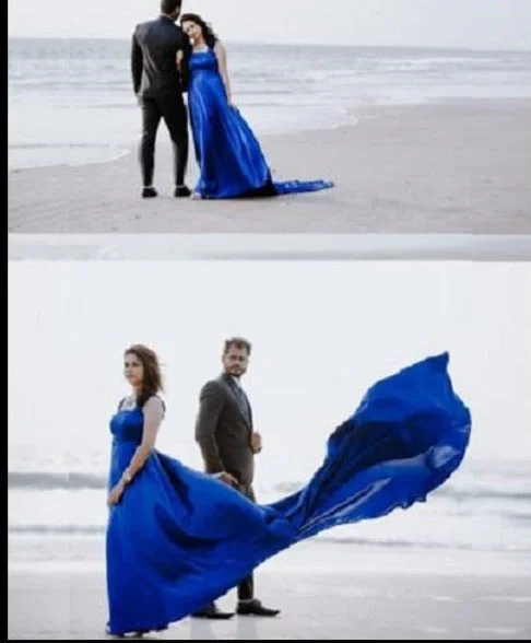 G502, Royal Blue  Long Trail Shoot Gown (All Sizes)pp Illusion Neckline Gown