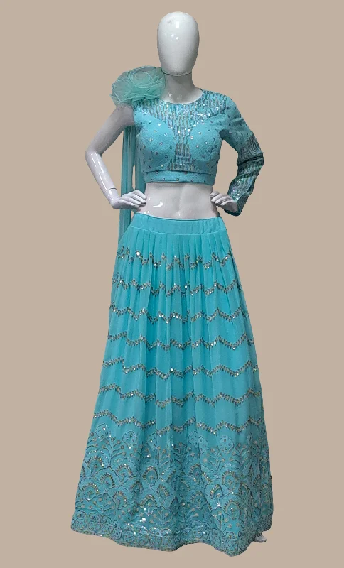 Aqua Embroidered Skirt Set Unique unclassified skirts