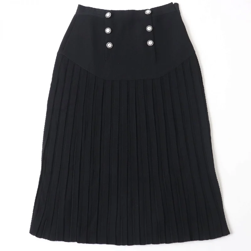 Chanel Wool Pleated Skirt Black Size 38 Beaded unclassified skirts