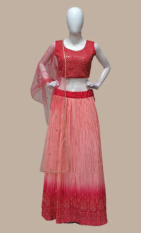 Coral Embroidered Choli Set High-end unclassified skirts