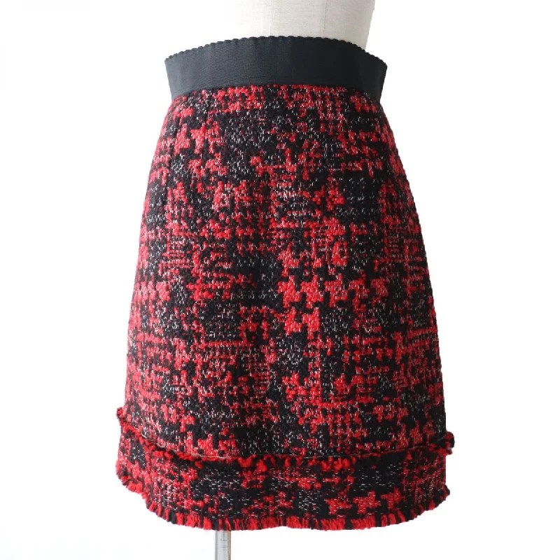 Dolce & Gabbana Tweed Skirt Red Black Size 40 Bold pattern unclassified skirts