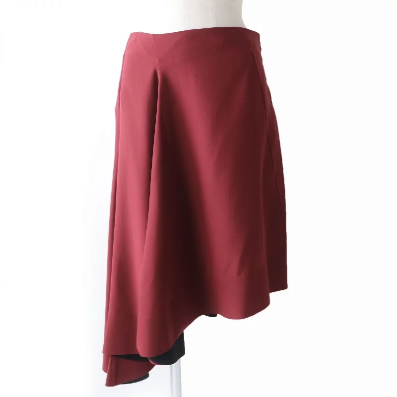 MARNI Silk Asymmetrical Flared Skirt, Wine Red, Women Striped unclassified skirts