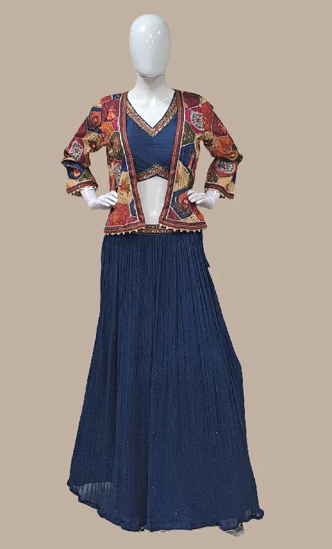 Midnight Blue Embroidered Choli Set Everyday wear unclassified skirts