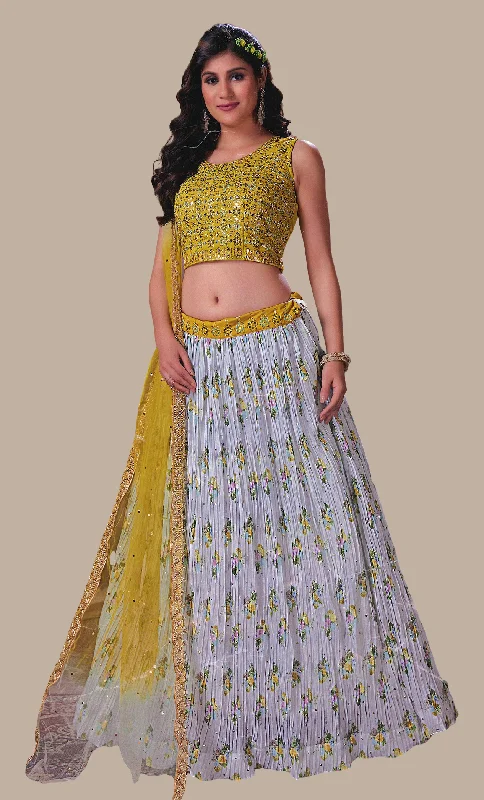 Soft Grey Embroidered Choli Set Preppy unclassified skirts