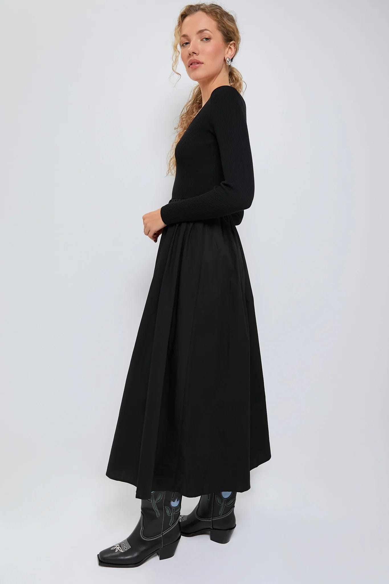 Always Contrast Long Sleeve Midi Dress Vacation midi dresses