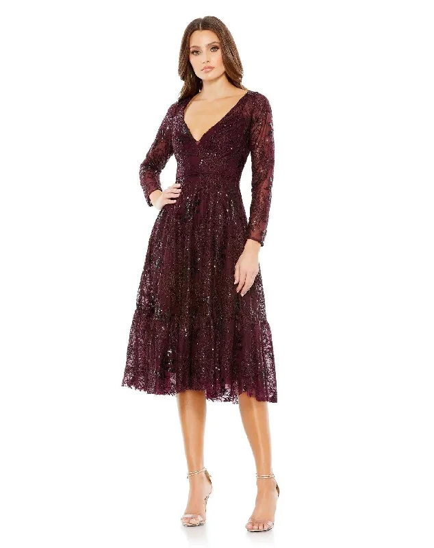 Mac Duggal 68001 Long Sleeve Lace Midi Dress Birthday midi dresses