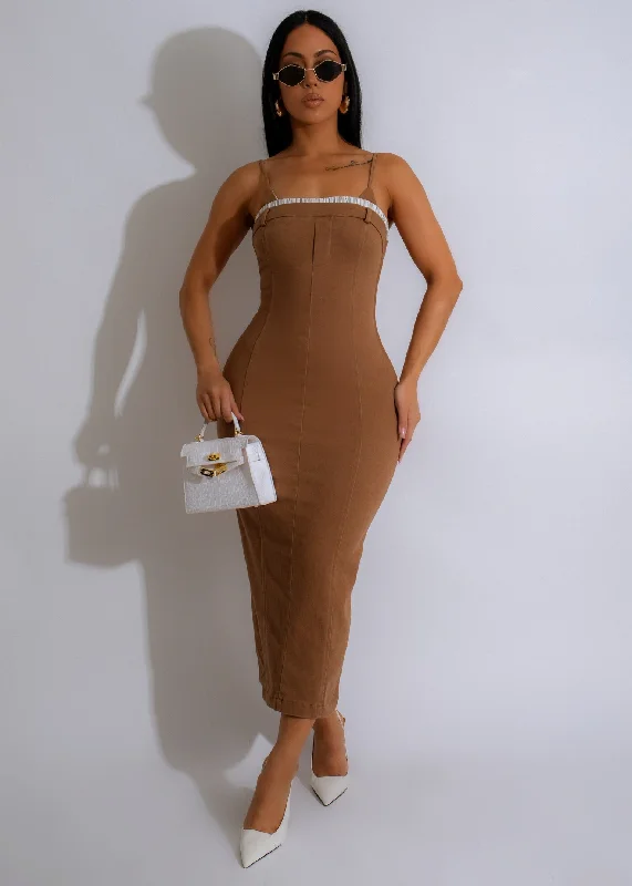 Sahara Chic Midi Dress Brown Best midi dresses for tall women