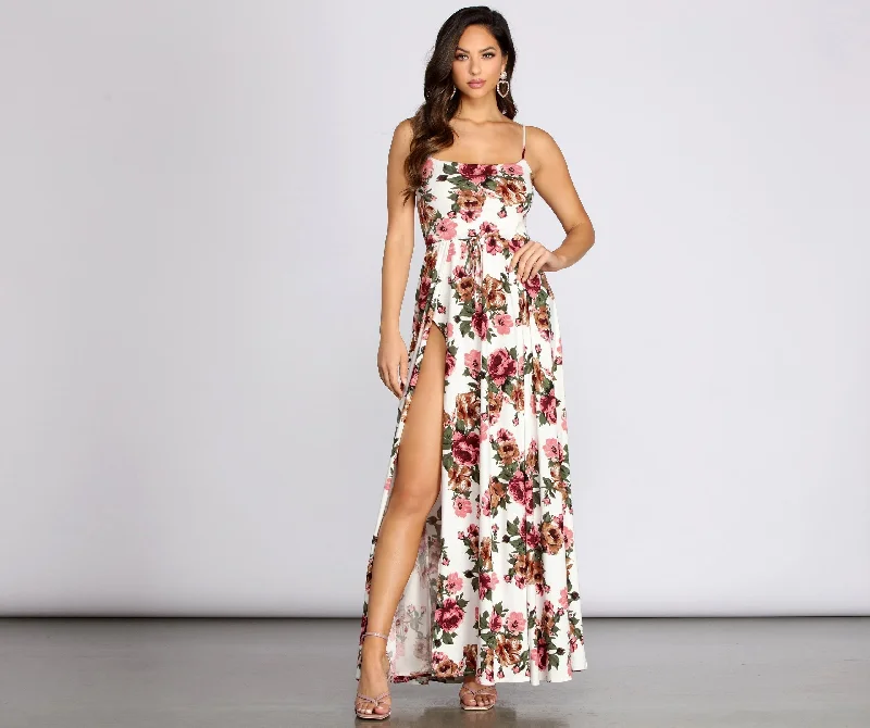 Fab In Floral Charming Brushed Knit Maxi Dress Festival maxi dresses