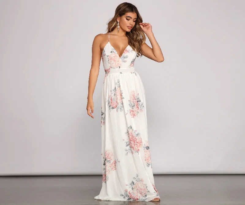 Forever Gorgeous Floral Charming Chiffon Maxi Dress Birthday maxi dresses