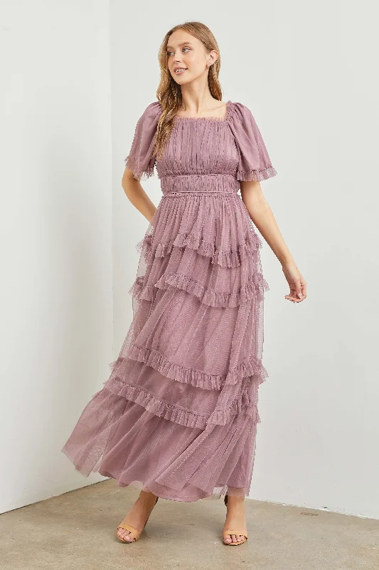 Polgram Tulle Maxi Dress in Dusty Lavender Best maxi dresses for formal events