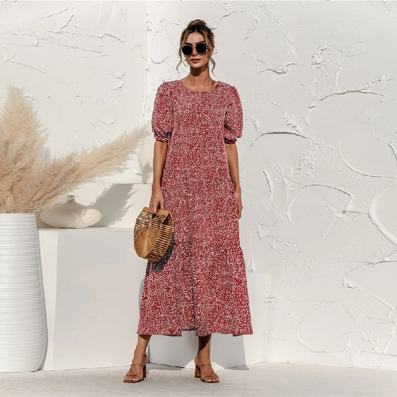 Polka Dot Plaid Print Robe Maxi Dress Cute floral print maxi dresses