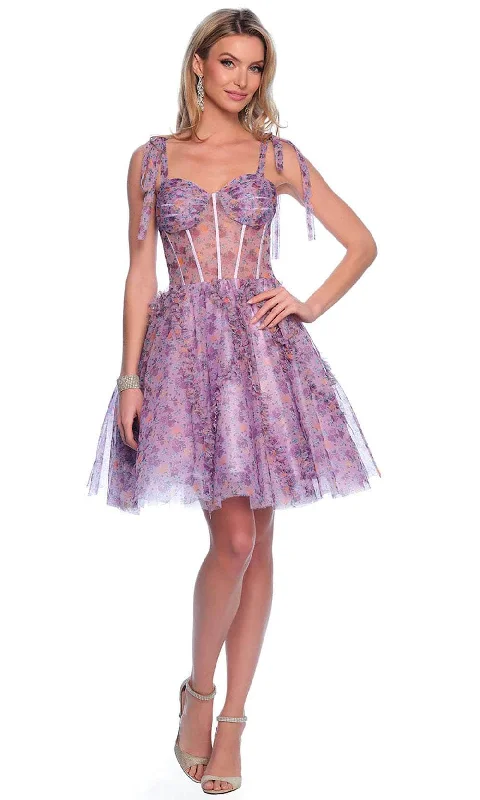 Dave & Johnny 11752 - Tie Straps Floral Print Cocktail Dress Best party dresses for wedding guests